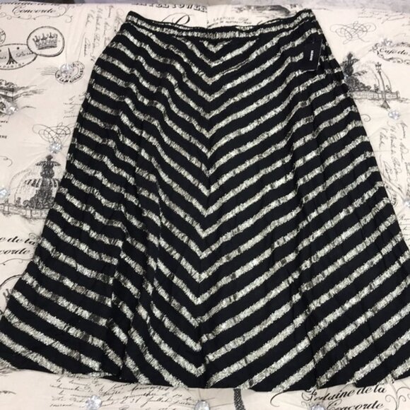 Alfani Pleated Metallic-Stripe Skirt - Picture 2 of 5